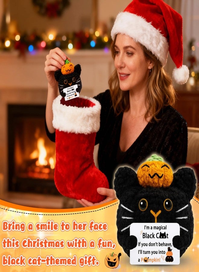 Aisity Cat Stocking Stuffers for Teen Girls Cat Lovers Woman Accessories Funny Catty Decor Stuff Black Cats Gifts for Women Men Teenagers Handmade Crochet Cats Doll Funny Christmas Ideas - Image 4